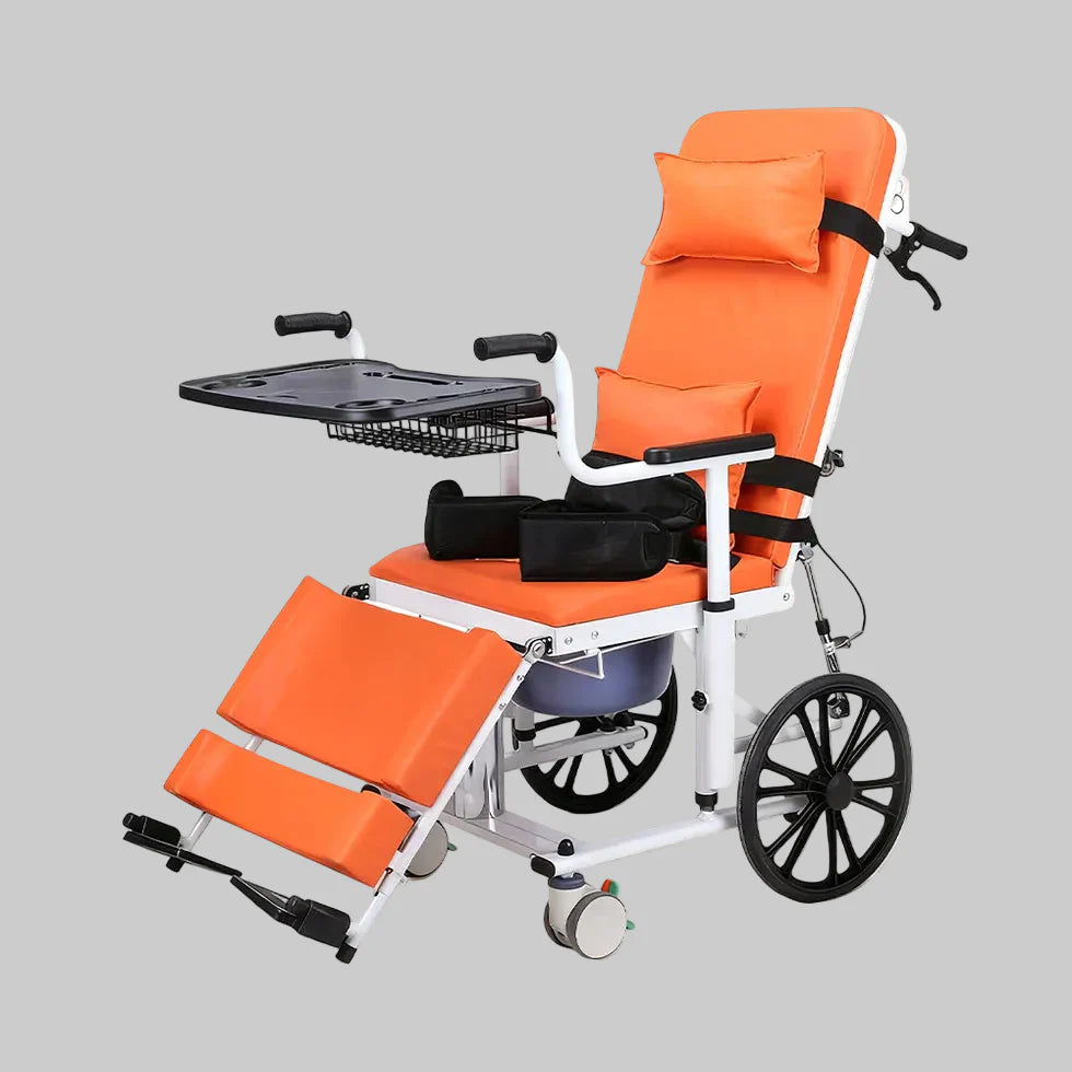 Livara Adjustable Hydraulic Transfer Chair - Home Care, Reclining Backrest, Detachable Armrests