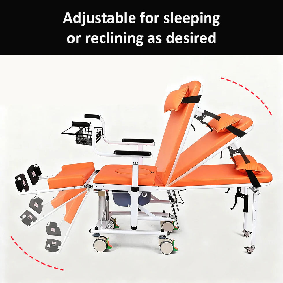 Livara Adjustable Hydraulic Transfer Chair - Home Care, Reclining Backrest, Detachable Armrests