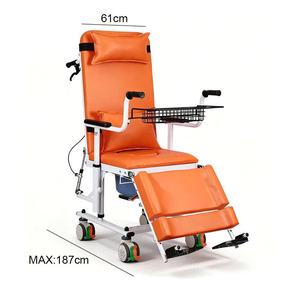 Livara Adjustable Hydraulic Transfer Chair - Home Care, Reclining Backrest, Detachable Armrests