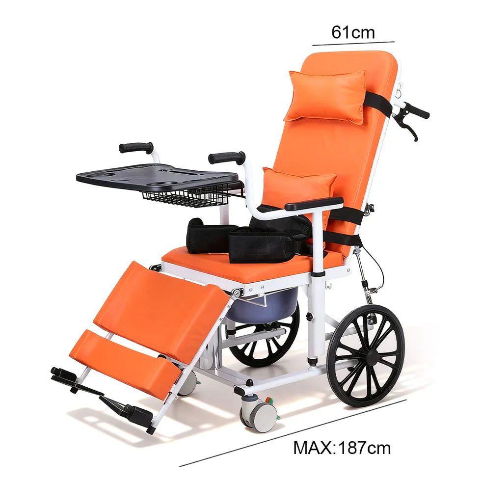 Livara Adjustable Hydraulic Transfer Chair - Home Care, Reclining Backrest, Detachable Armrests