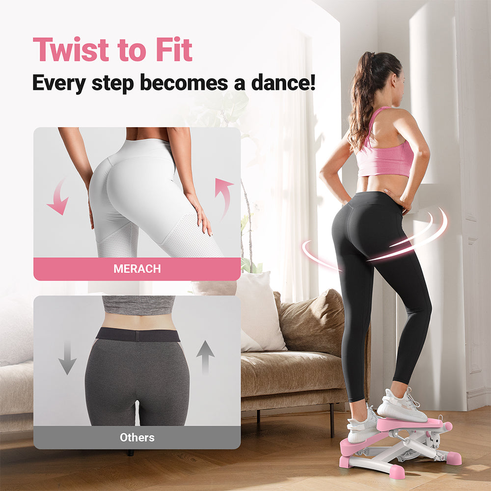 Livara Compact Mini Stepper - Cardio Workout, Twist Motion, Resistance Bands