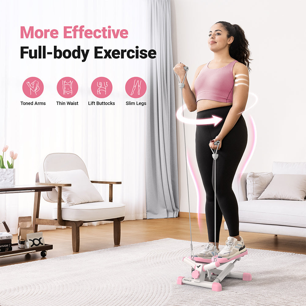 Livara Compact Mini Stepper - Cardio Workout, Twist Motion, Resistance Bands