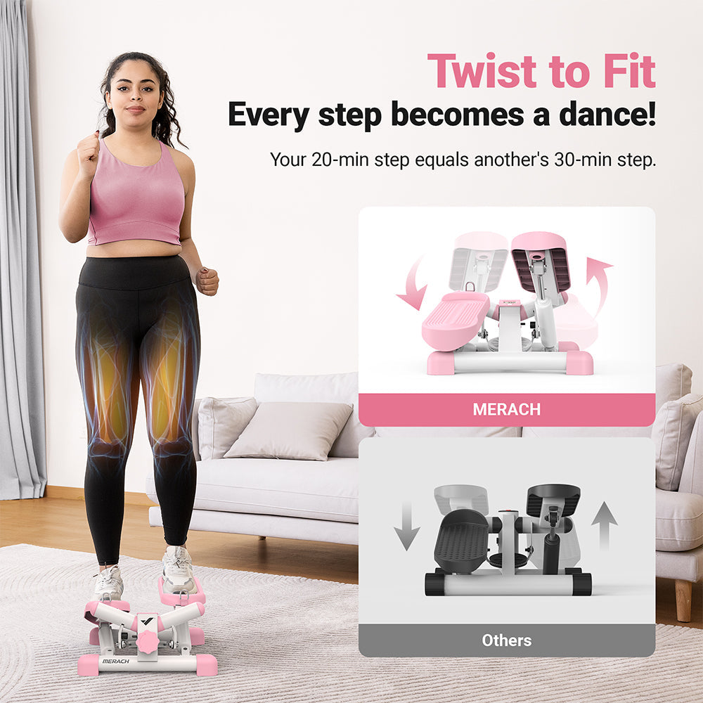 Livara Compact Mini Stepper - Cardio Workout, Twist Motion, Resistance Bands