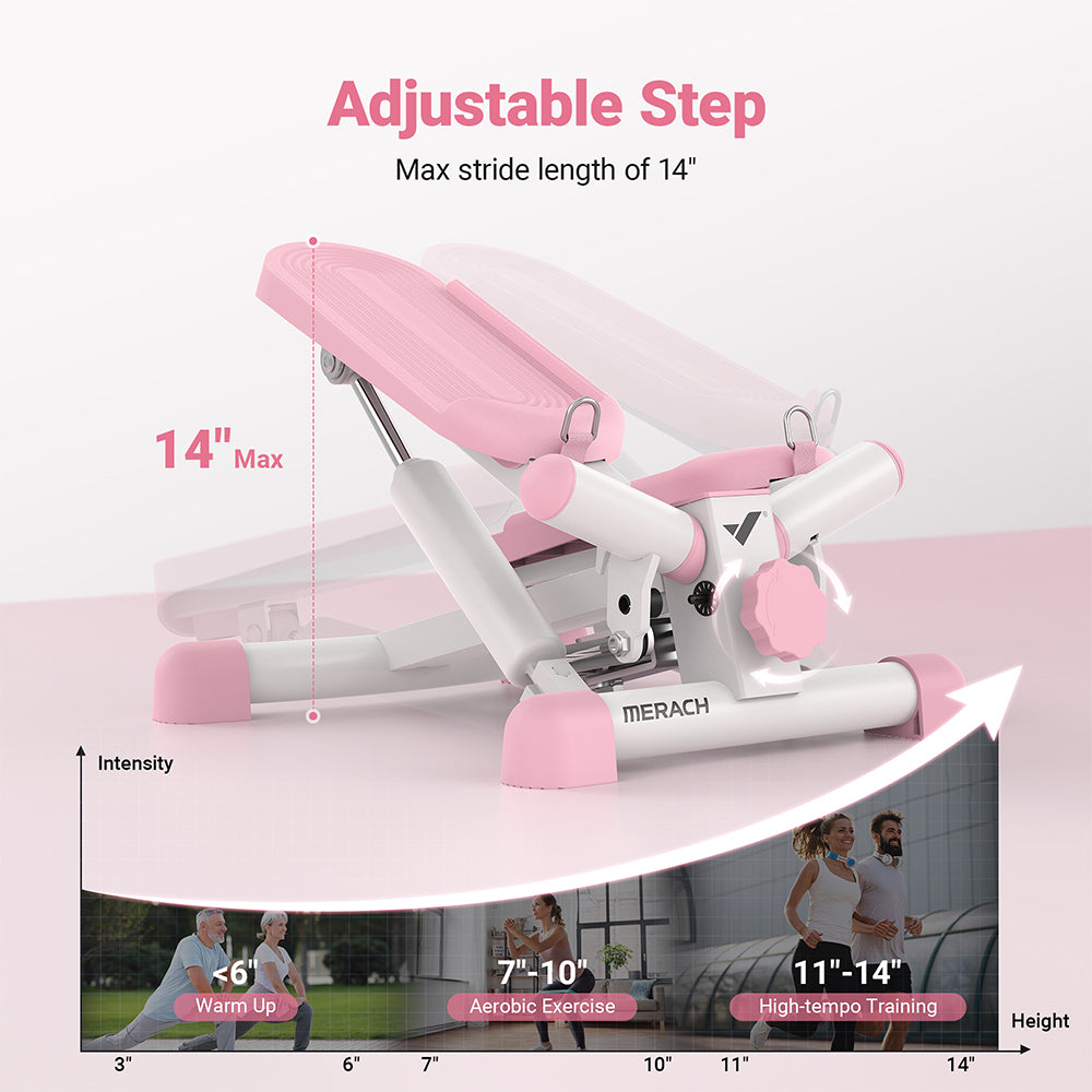 Livara Compact Mini Stepper - Cardio Workout, Twist Motion, Resistance Bands