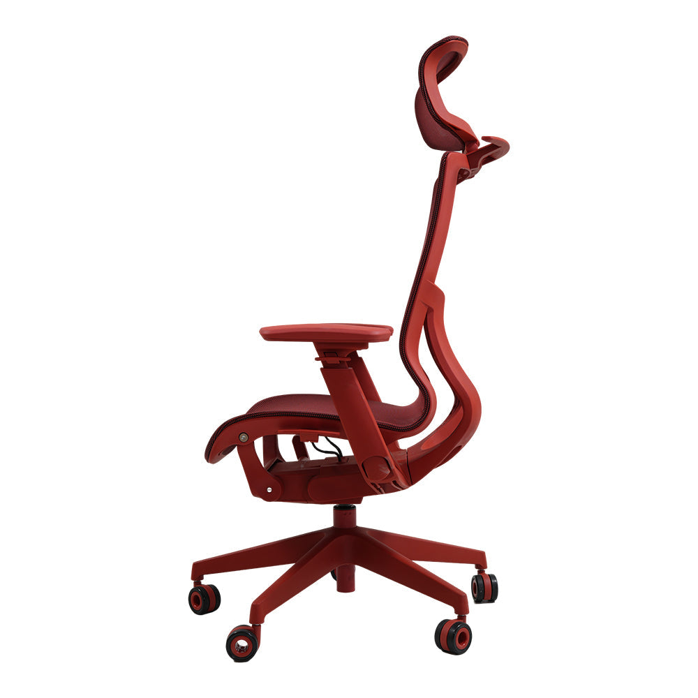 Livara Ventilated Mesh Office Chair - Home Office, Curved Back, Twilight Red Finish