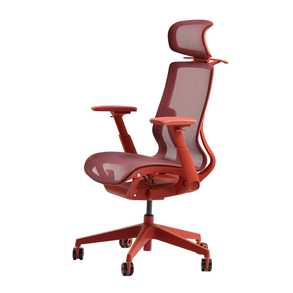 Livara Ventilated Mesh Office Chair - Home Office, Curved Back, Twilight Red Finish