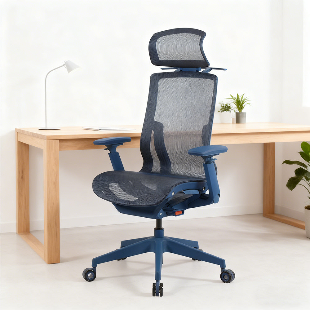 Livara Ventilated Mesh Office Chair - Home Office, Curved Back, Twilight Red Finish