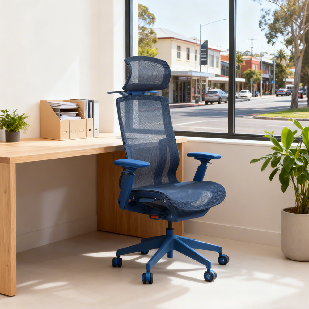 Livara Ventilated Mesh Office Chair - Home Office, Curved Back, Twilight Red Finish