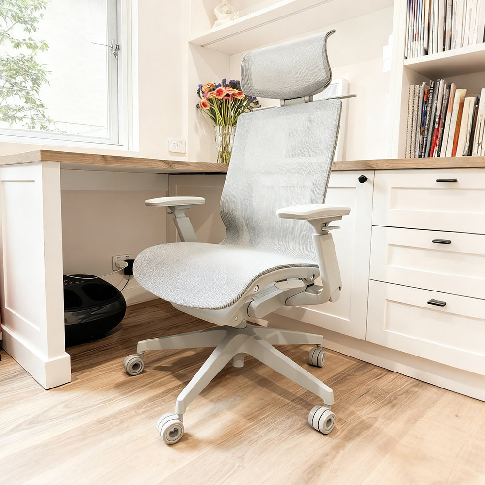 Livara Ventilated Mesh Office Chair - Home Office, Curved Back, Twilight Red Finish