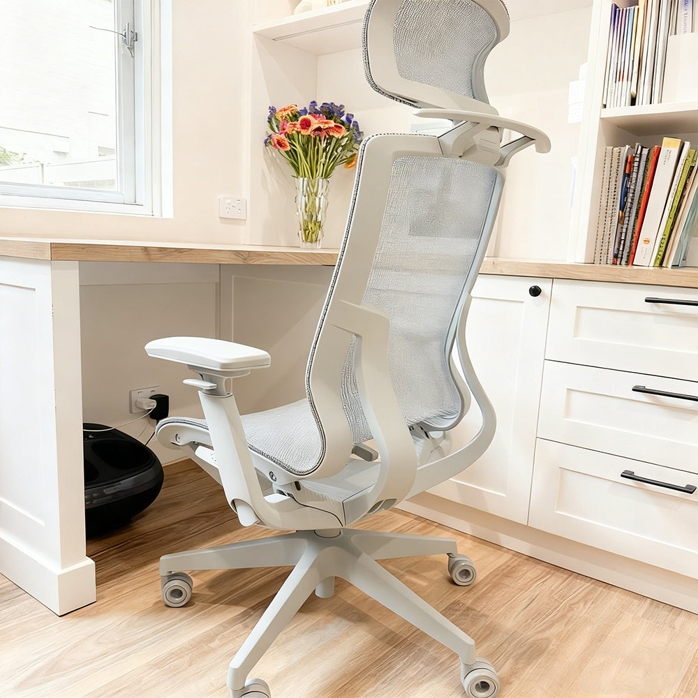 Livara Ventilated Mesh Office Chair - Home Office, Curved Back, Twilight Red Finish