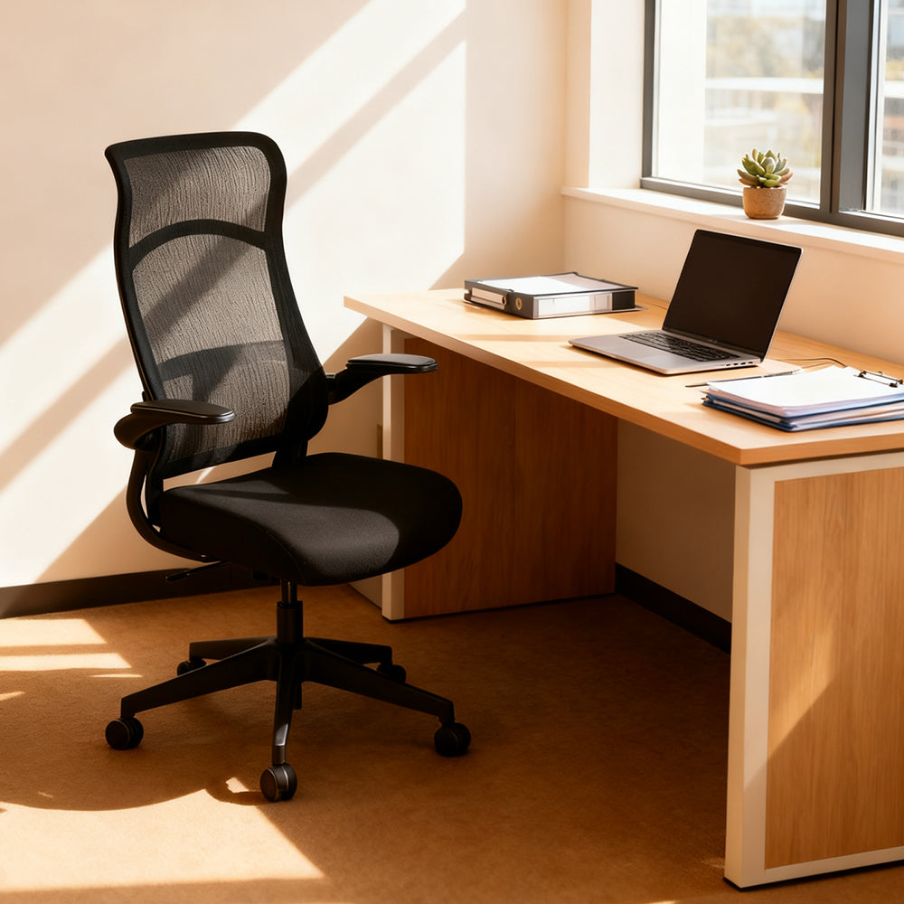 Livara High-Back Mesh Office Chair - Home Office, Fabric Seat, Ergonomic Support