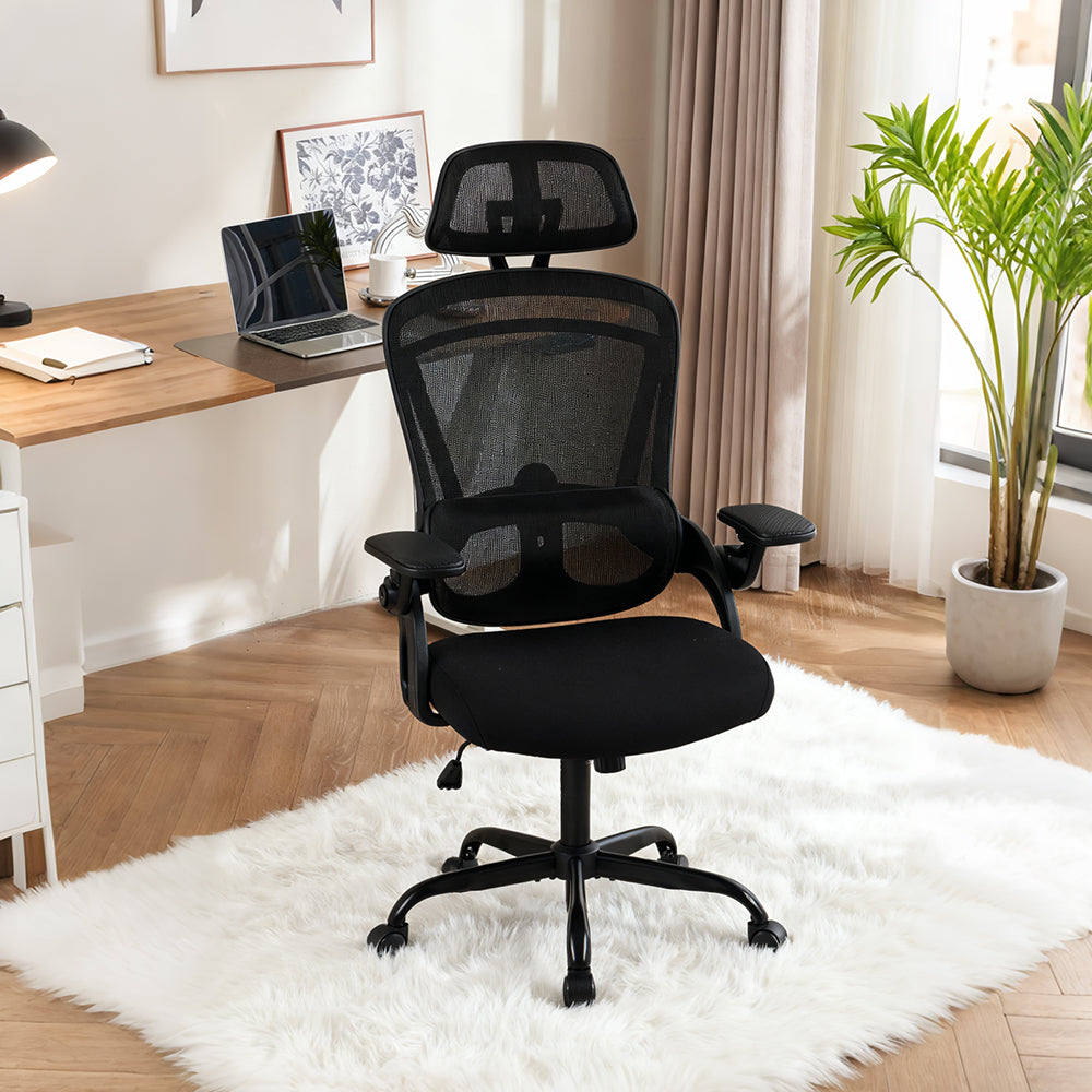 Livara Mesh Fabric Office Chair - Home Office, 2D Headrest, Flip-Up Armrests