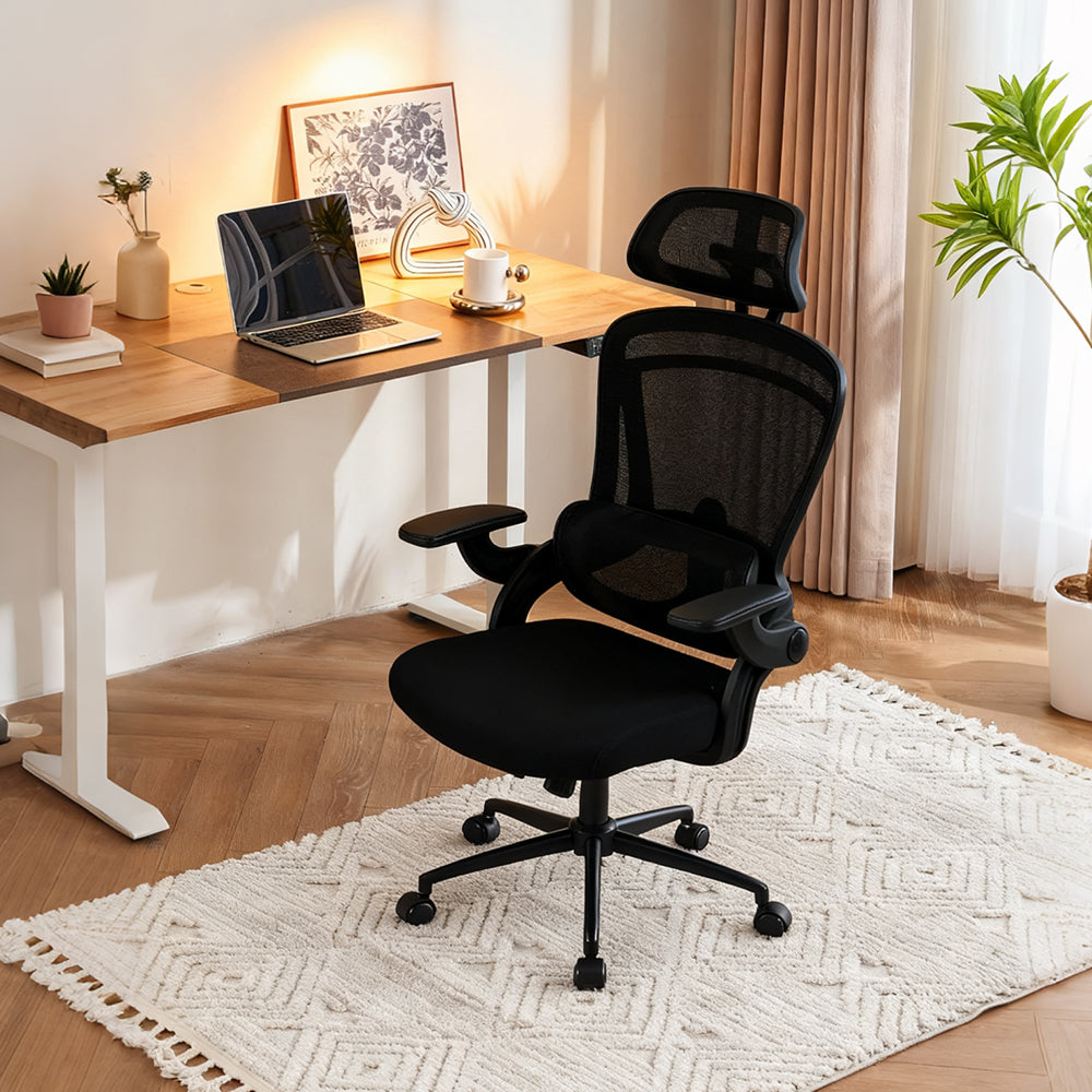 Livara Mesh Fabric Office Chair - Home Office, 2D Headrest, Flip-Up Armrests