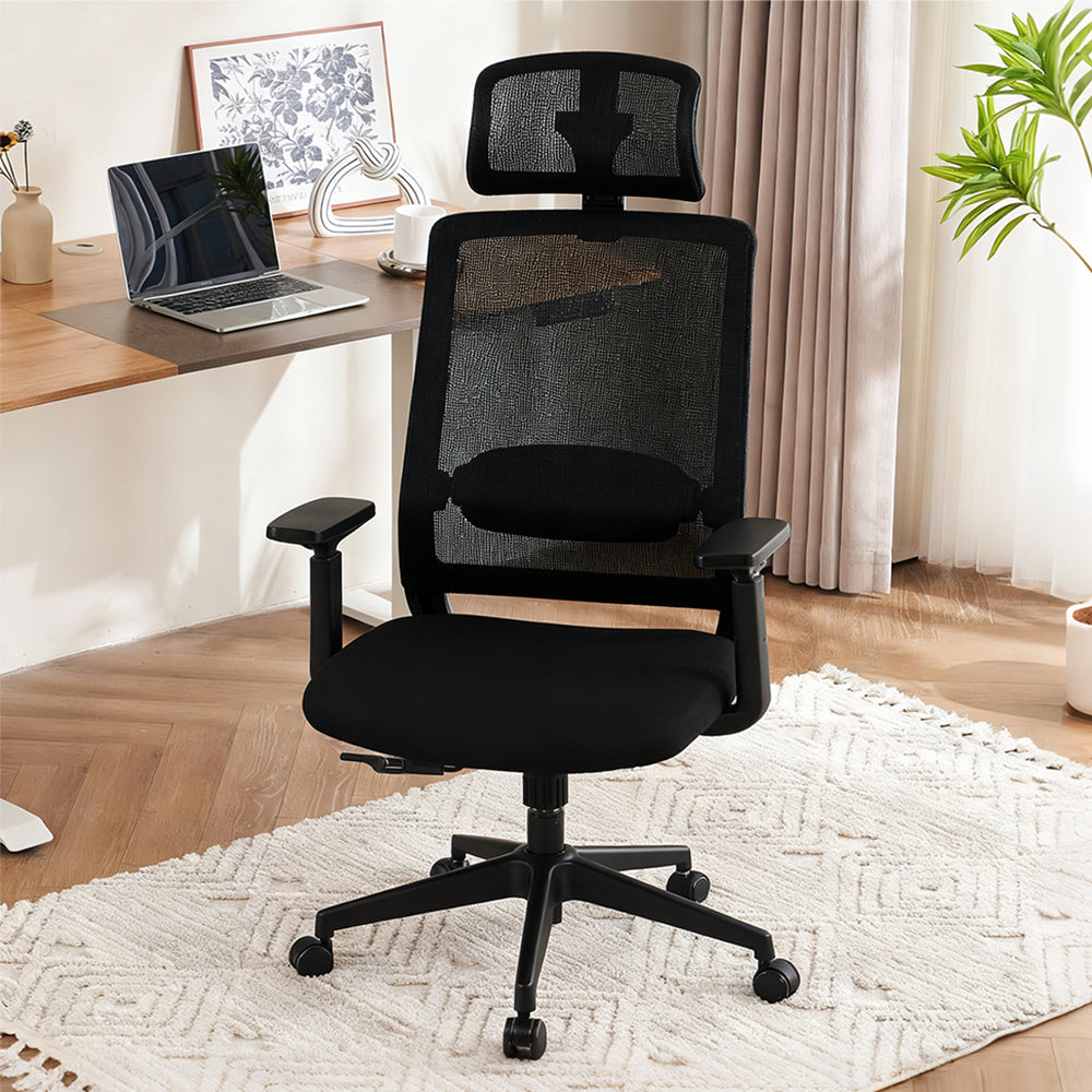 Livara Mesh Ergonomic Office Chair - Home Office, Synchronized Tilt, Adjustable Headrest