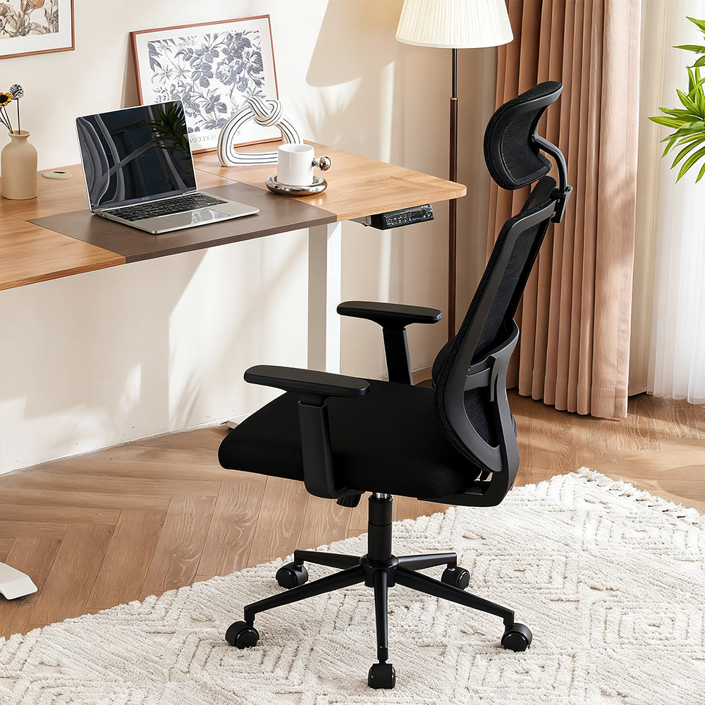Livara Mesh Ergonomic Office Chair - Home Office, Synchronized Tilt, Adjustable Headrest