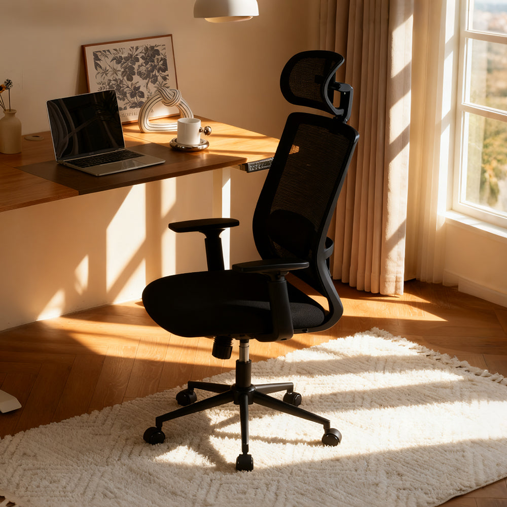 Livara Mesh Ergonomic Office Chair - Home Office, Synchronized Tilt, Adjustable Headrest