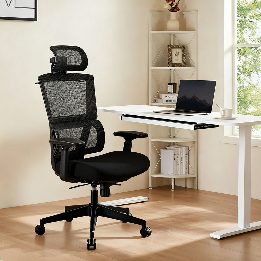 Livara Mesh Ergonomic Office Chair - Home Office, Footrest, 3D Armrests