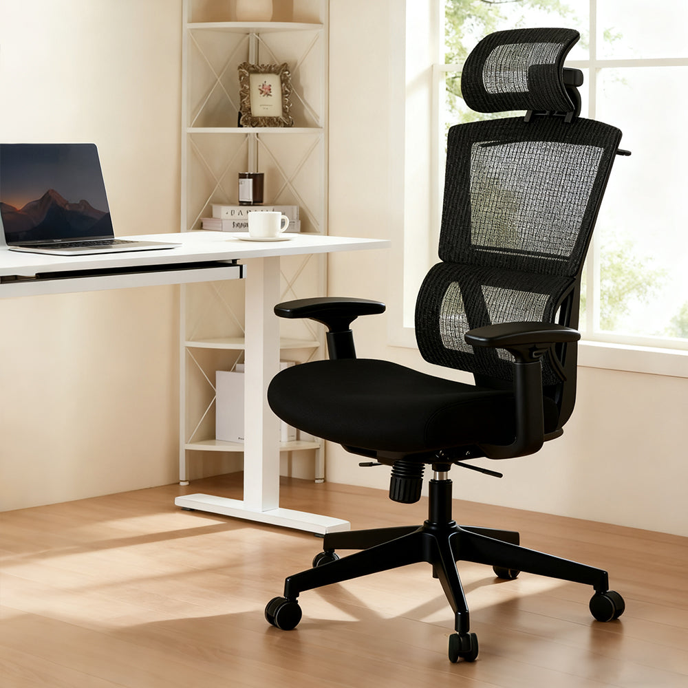 Livara Mesh Ergonomic Office Chair - Home Office, Footrest, 3D Armrests