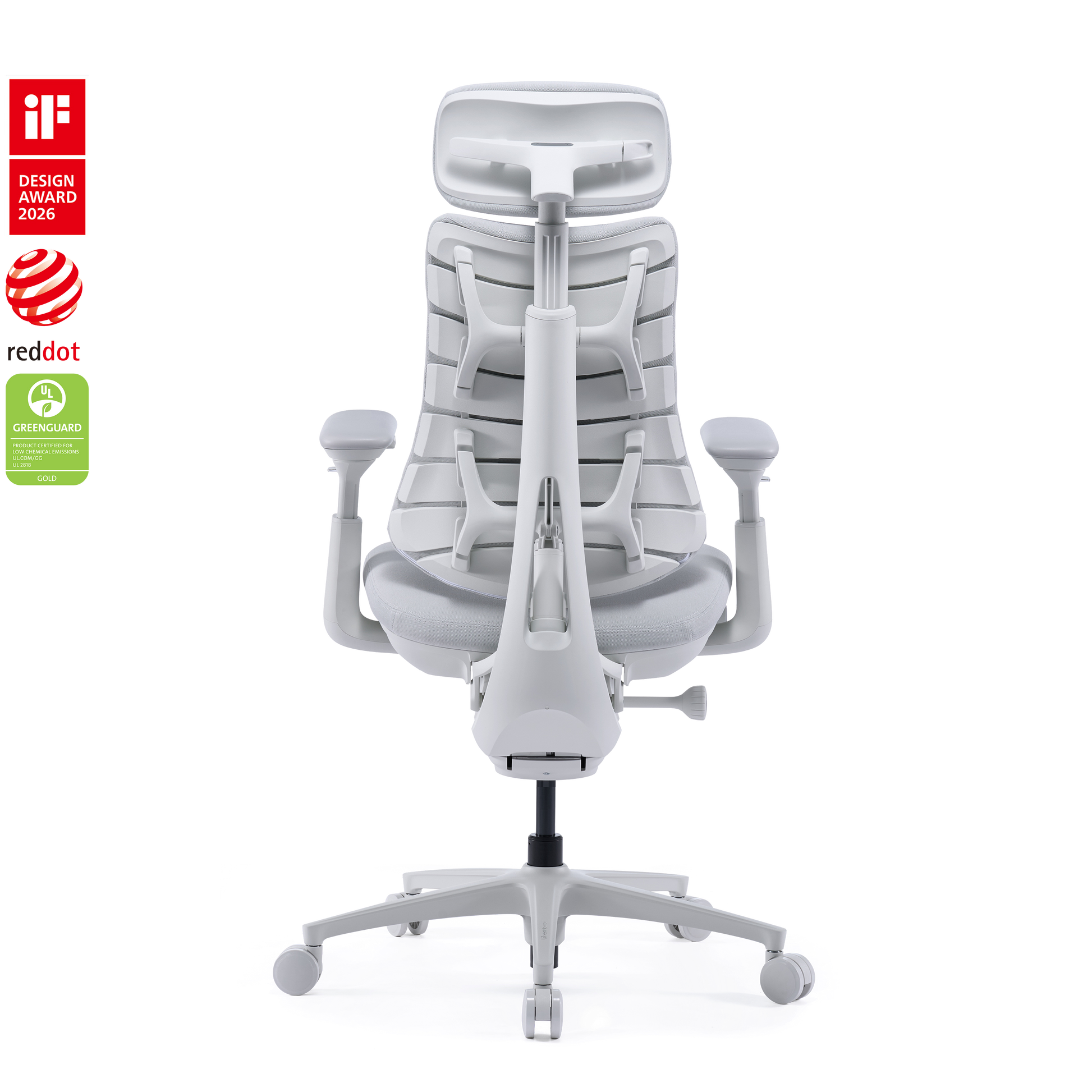 LiberNovo Omni Pro ergonomic chair in Ash White, side view