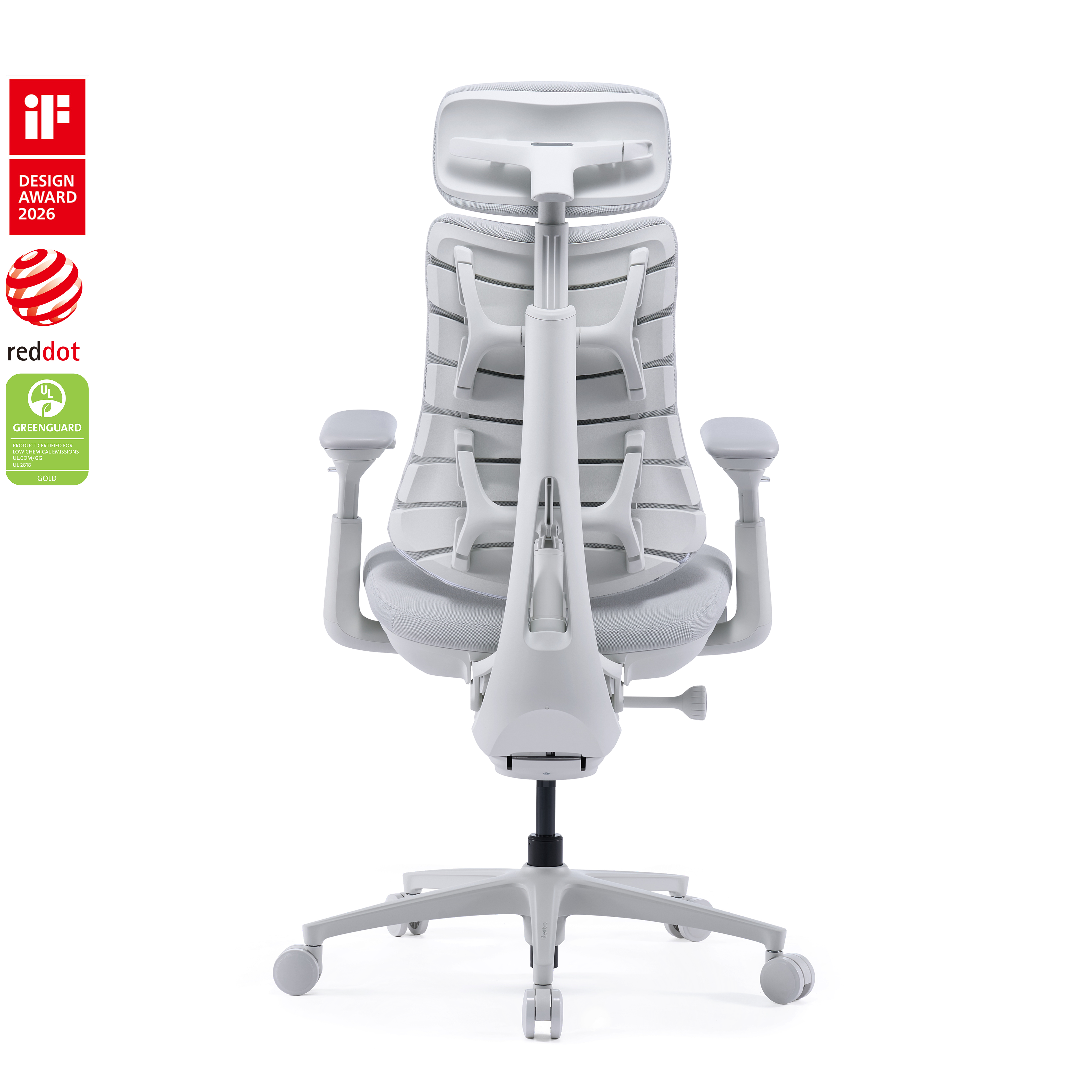 LiberNovo Omni Pro ergonomic chair in Ash White, side view