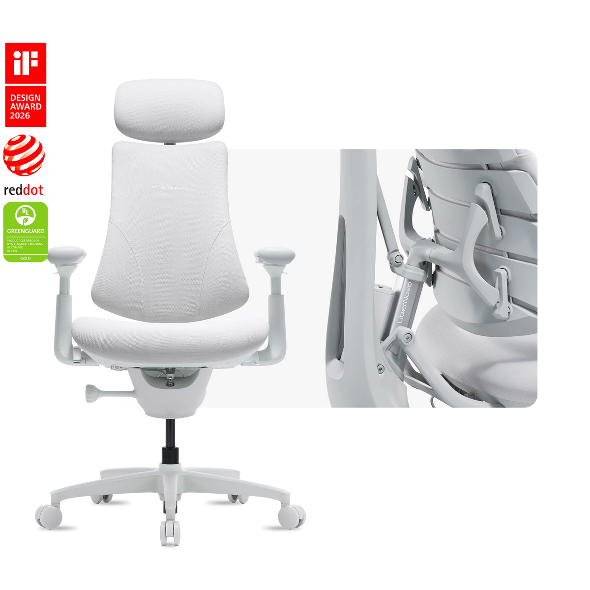 LiberNovo Omni Gen chair in Glacier