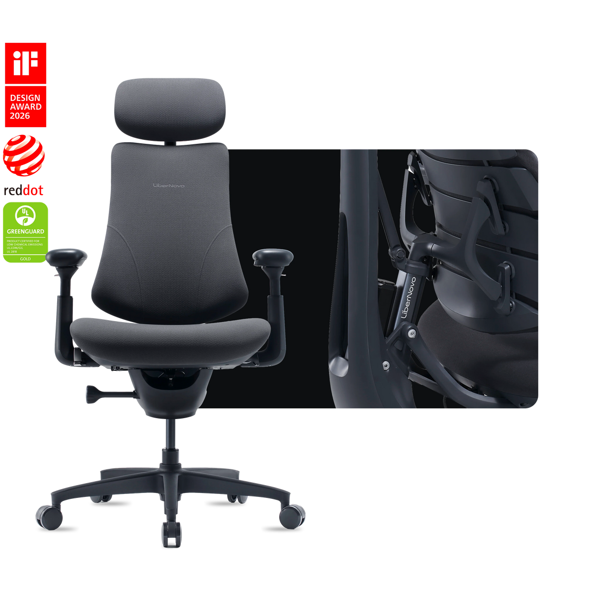 LiberNovo Omni Gen chair in Graphite