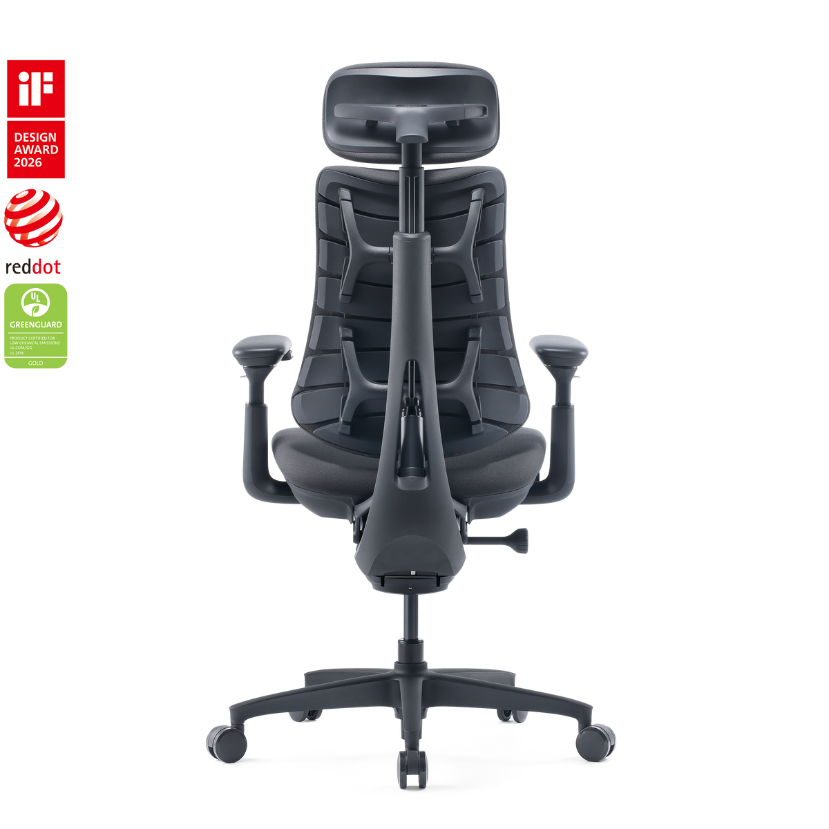 LiberNovo Omni Gen chair in Graphite, back view