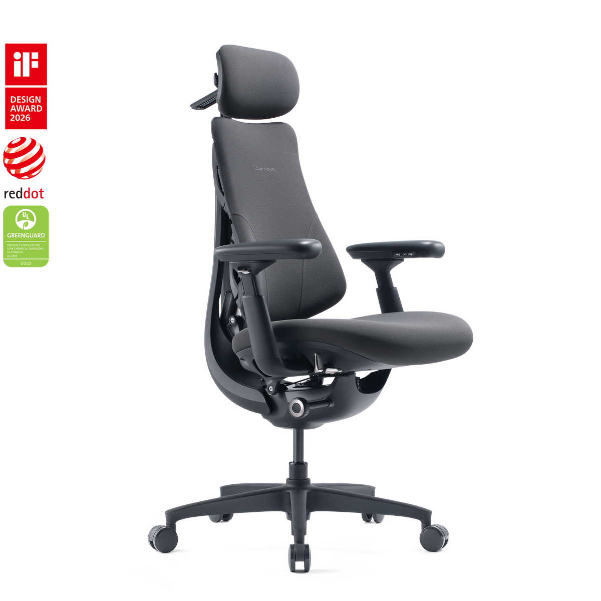 LiberNovo Omni Gen chair in Graphite, reclined