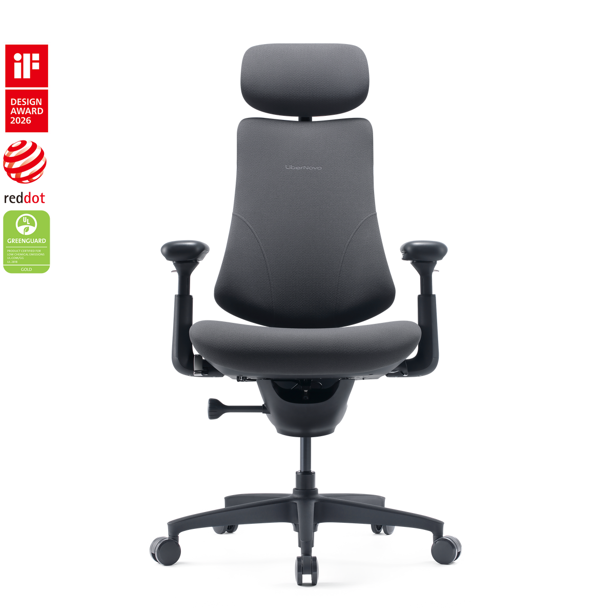 LiberNovo Omni Gen chair in Graphite, side view