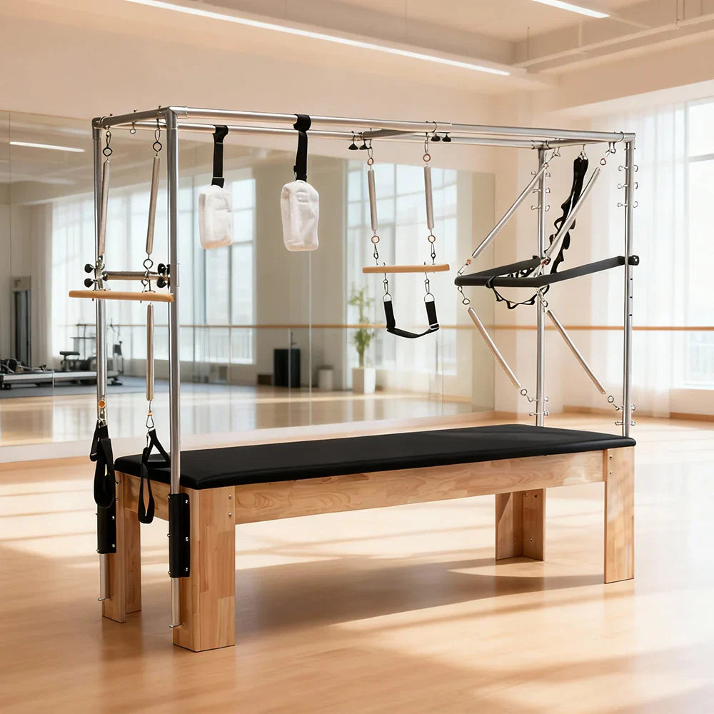 Livara Rubberwood Pilates Cadillac Trapeze Table - Studio Practice, 10-Spring System