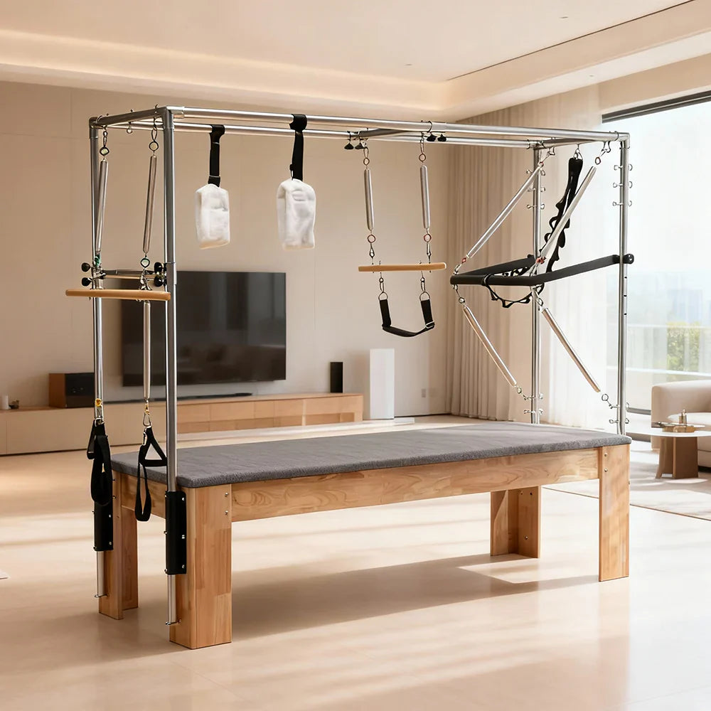 Livara Rubberwood Pilates Cadillac Trapeze Table - Studio Practice, 10-Spring System