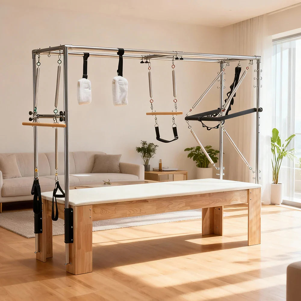 Livara Rubberwood Pilates Cadillac Trapeze Table - Studio Practice, 10-Spring System