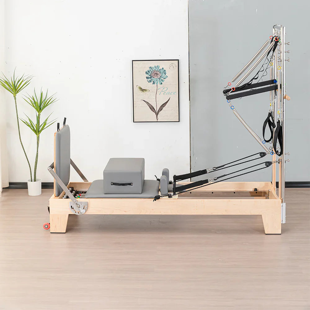 Livara Professional Rubberwood Pilates Reformer + Tower - Home Studio, 14-Spring System