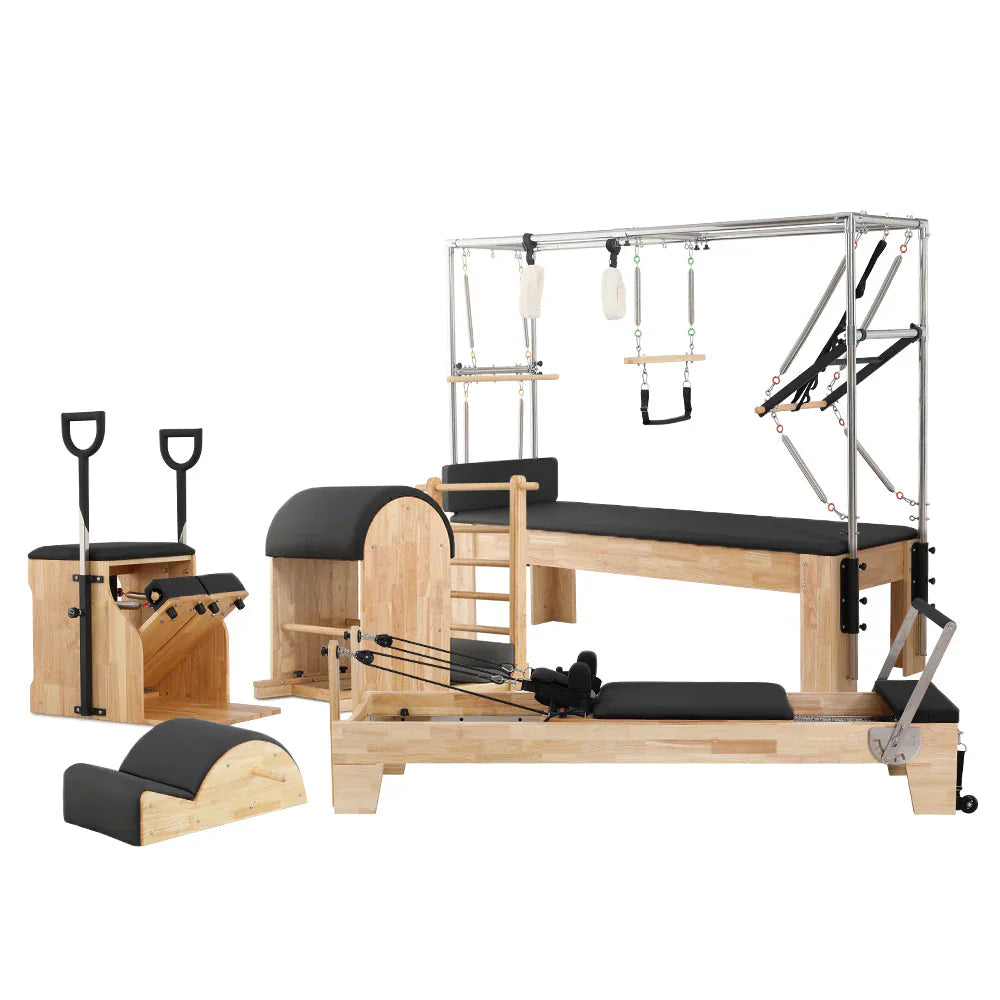 Livara Pilates Studio Combo Set - Full Studio Setup, 5-Piece Rubberwood