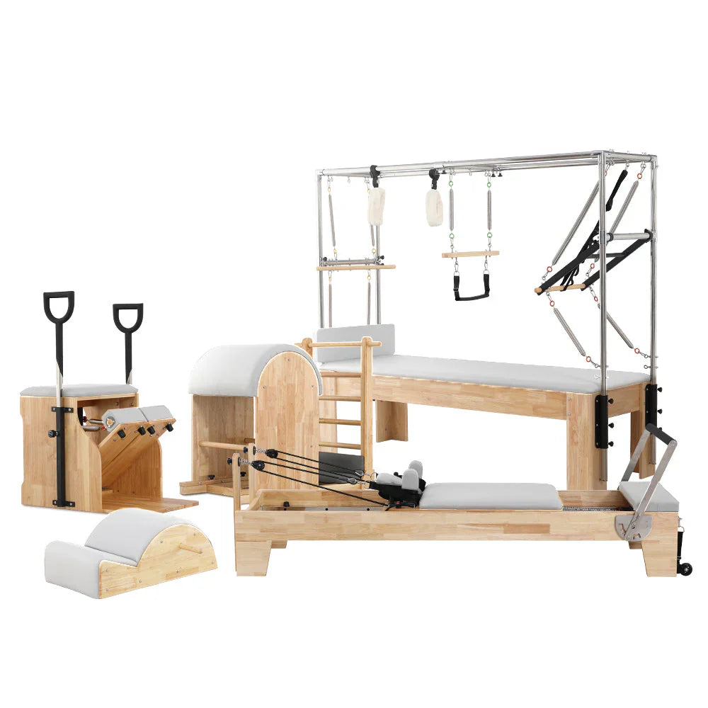 Livara Pilates Studio Combo Set - Full Studio Setup, 5-Piece Rubberwood