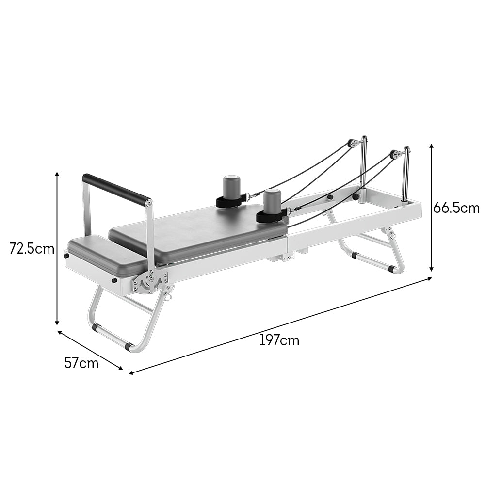 Livara Foldable Steel-Frame Pilates Reformer - Home Studio, 5-Spring Resistance