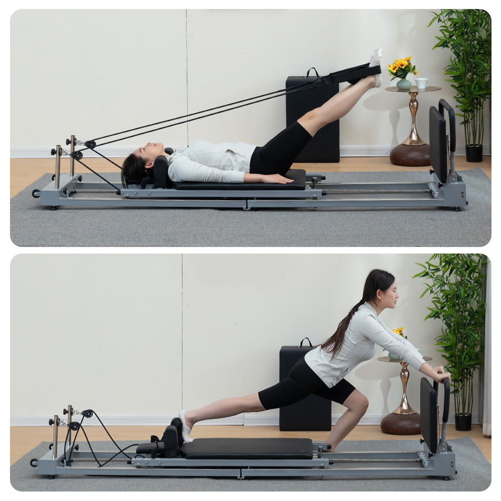 Livara Foldable Carbon-Steel Pilates Reformer - Home Studio, 5-Spring System
