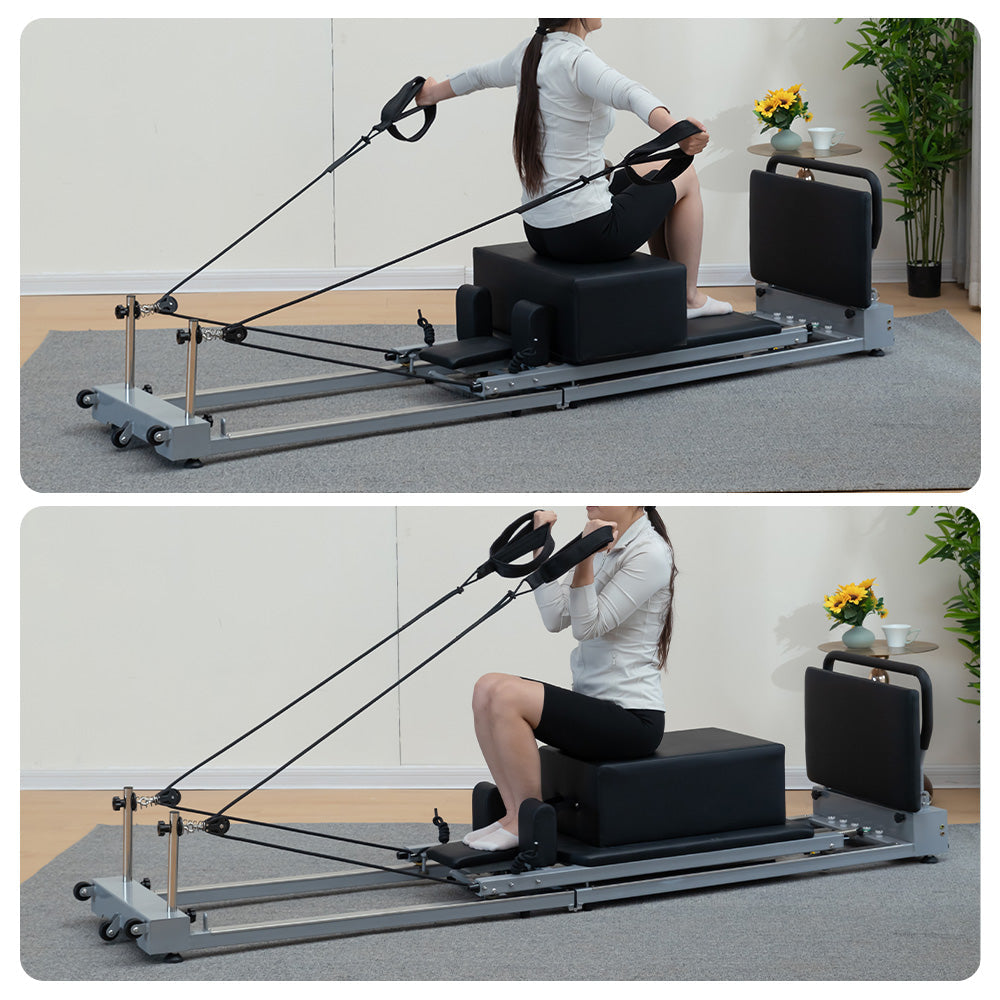 Livara Foldable Carbon-Steel Pilates Reformer - Home Studio, 5-Spring System