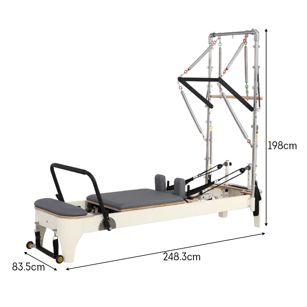 Livara Solid Oak Pilates Reformer + Half Trapeze - Home Studio, 14-Spring System