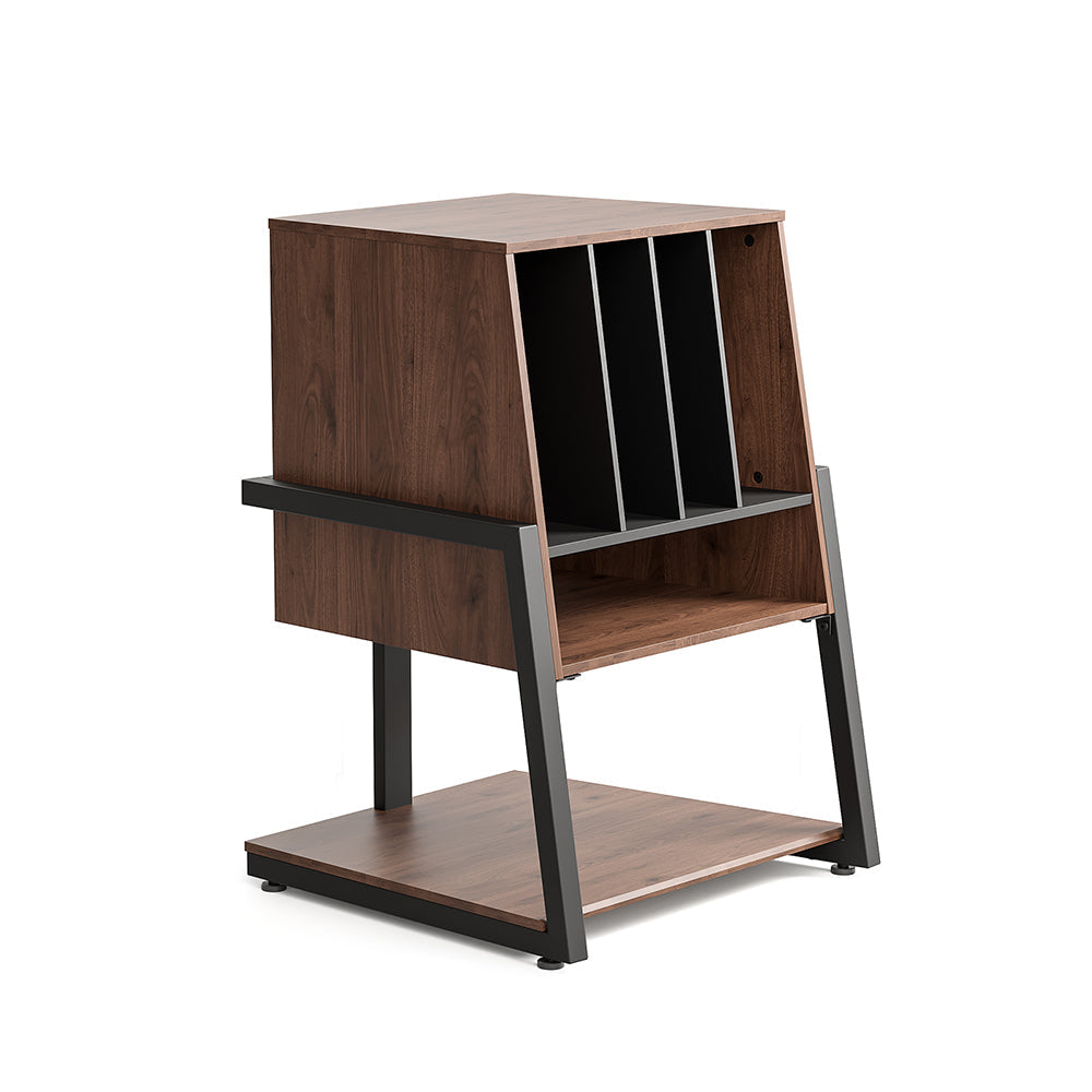 Livara Record Storage Audio Rack - Modern Living Room, Wood and Metal Frame