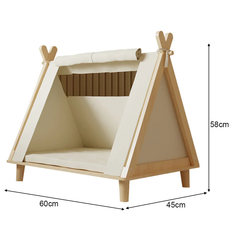 Livara Wood-Frame Pet Tent - Pet Comfort, Breathable Mesh Panels