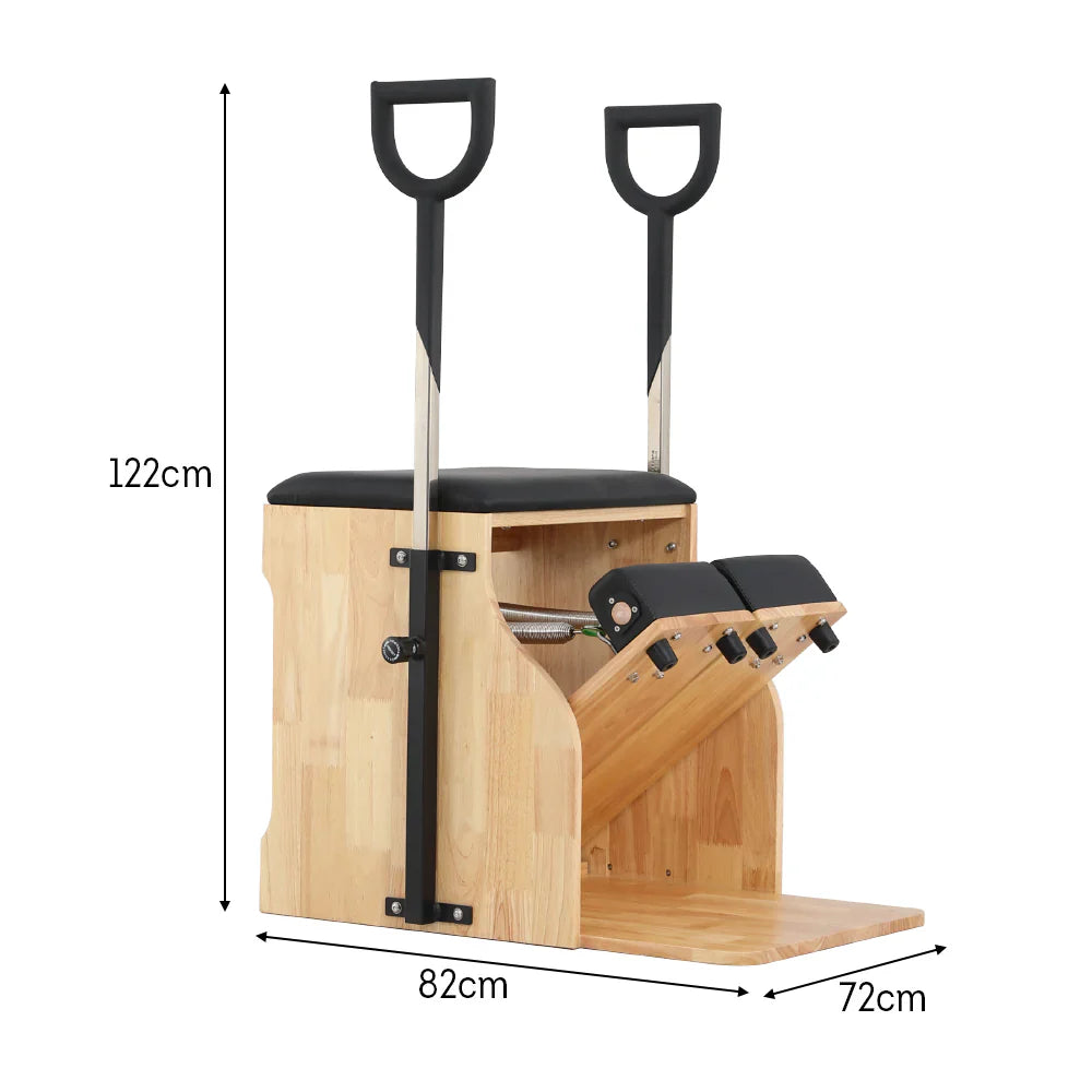 Livara Compact Rubberwood Pilates Wunda Chair - Small-Space Training, Dual Handle