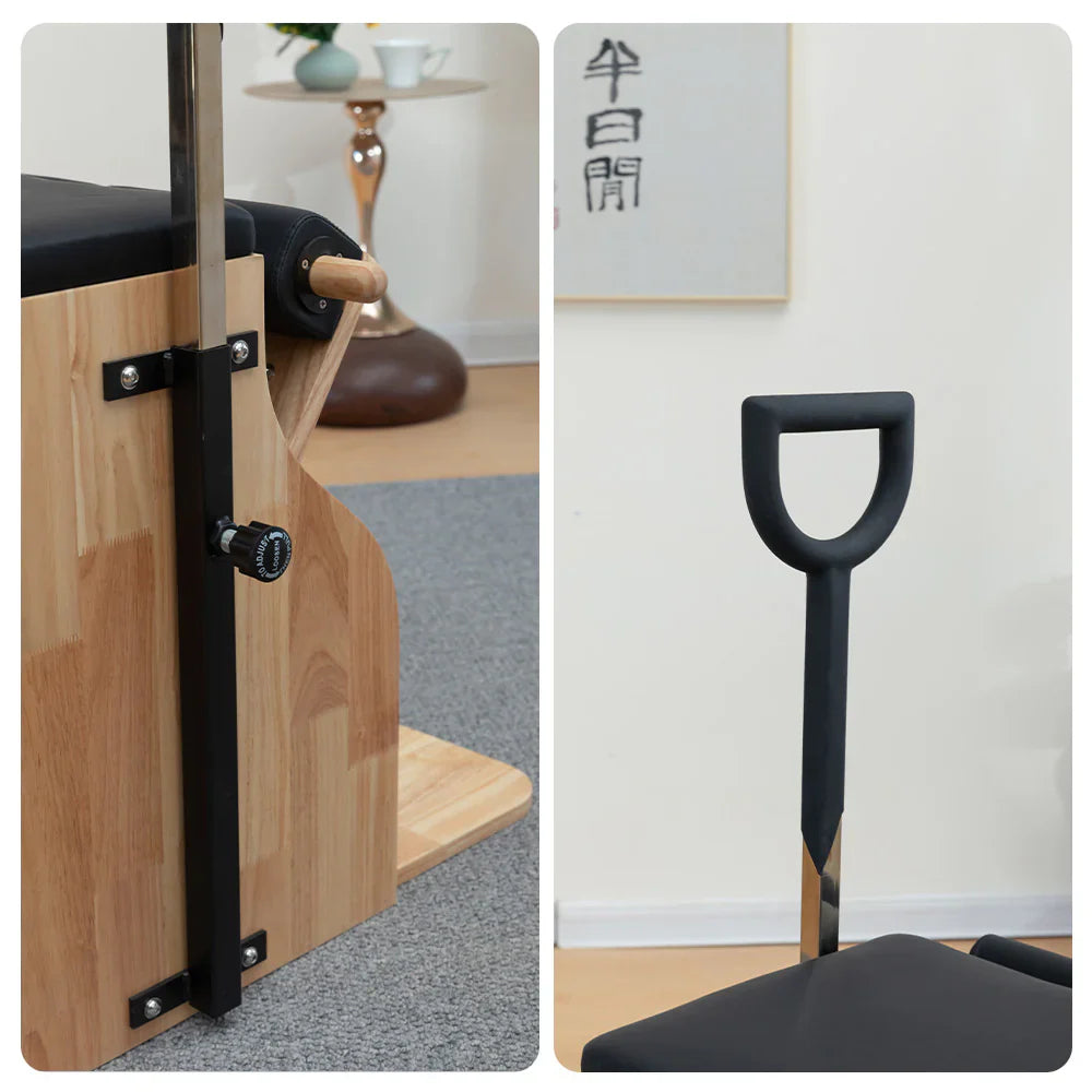 Livara Compact Rubberwood Pilates Wunda Chair - Small-Space Training, Dual Handle
