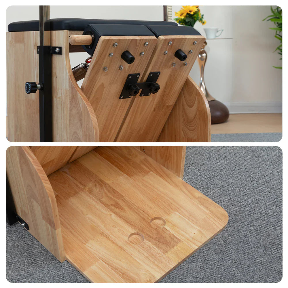 Livara Compact Rubberwood Pilates Wunda Chair - Small-Space Training, Dual Handle
