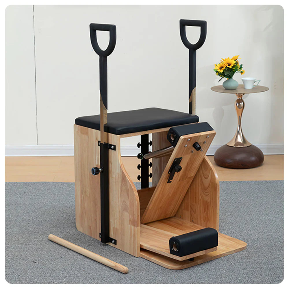 Livara Compact Rubberwood Pilates Wunda Chair - Small-Space Training, Dual Handle