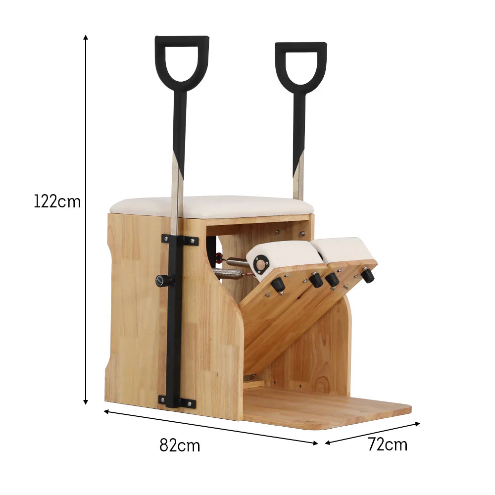 Livara Compact Rubberwood Pilates Wunda Chair - Small-Space Training, Dual Handle