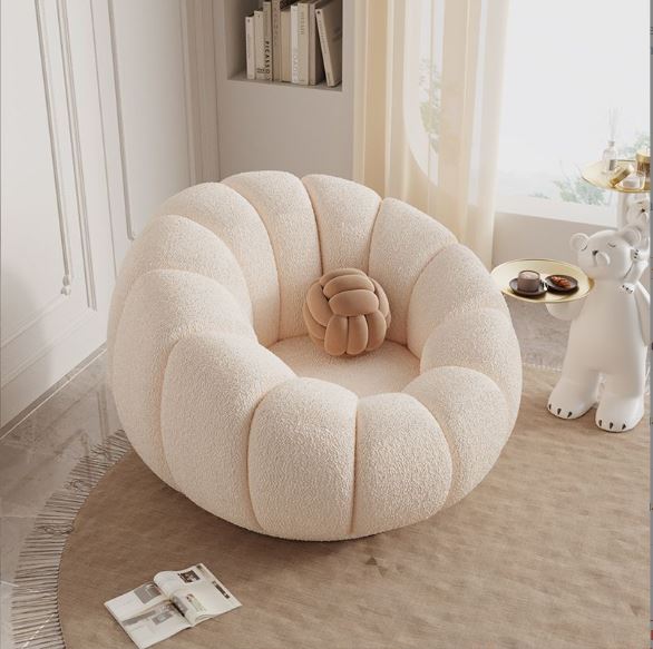 Livara Lamb Wool Pumpkin Couch - Modern Living Room, EPS Filling