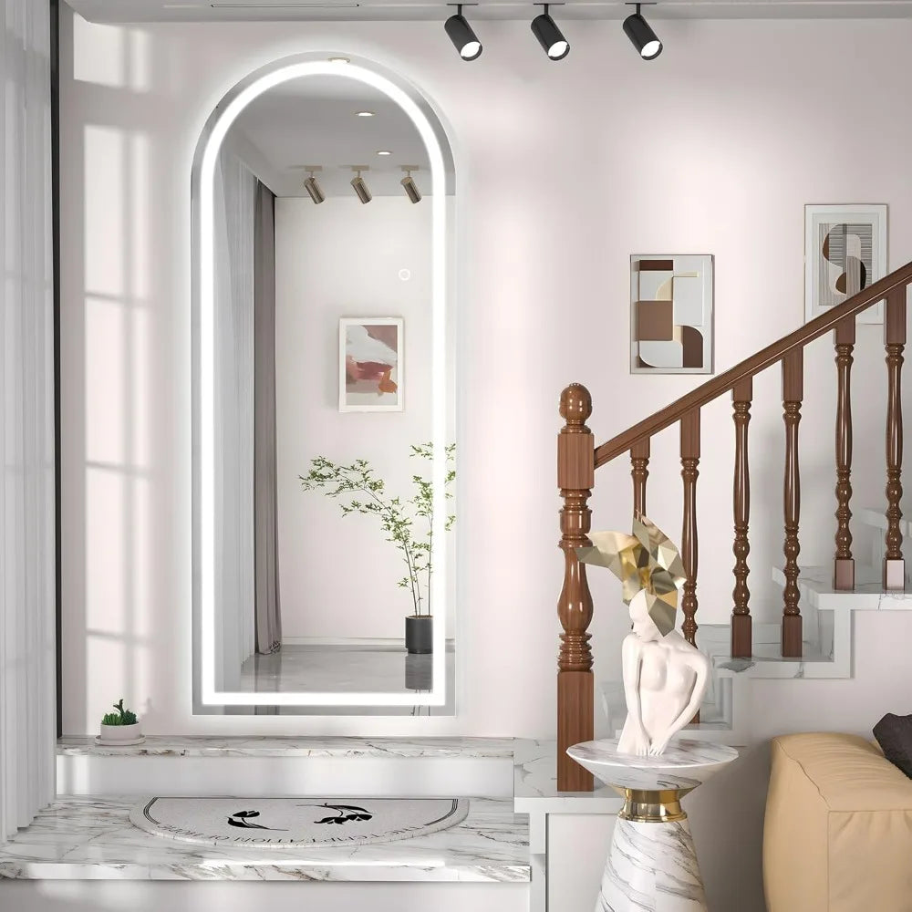 Livara Aluminium LED Full-Length Mirror - Bedroom & Hallway, Arched Frame