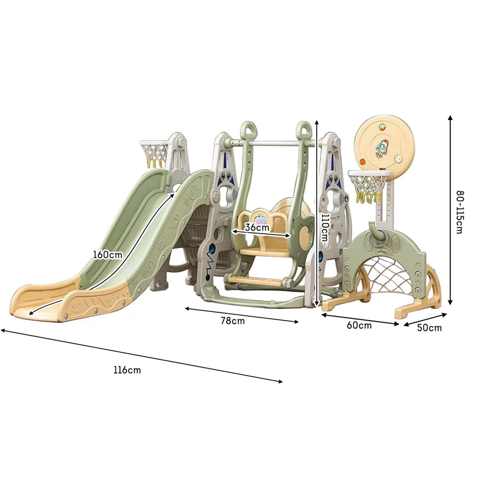 Livara HDPE 6-in-1 Outdoor Playground - Backyard Fun, Slide & Swing, Story Machine