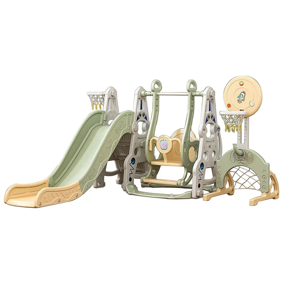 Livara HDPE 6-in-1 Outdoor Playground - Backyard Fun, Slide & Swing, Story Machine